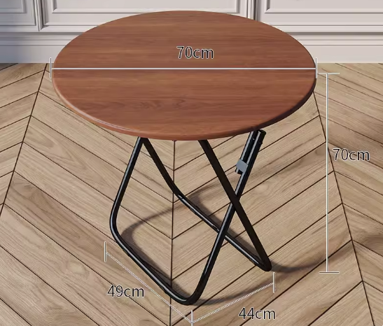 Popular foldable table simple wooden round table (walnut color) (size: height 70CM, width 70CM)