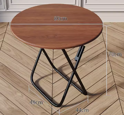 Popular foldable table simple wooden round table (walnut color) (size: height 70CM, width 80CM)