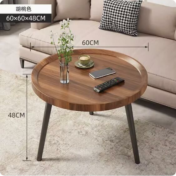 Popular density board coffee table for small apartments (walnut color) (size: 60*60*48cm)