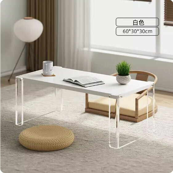 Popular Chinese style bay window solid wood coffee table (white) [size: 60*30*height 30CM]