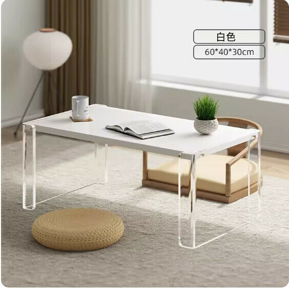 Popular Chinese style bay window solid wood coffee table (white) [size: 60*40*height 30CM]