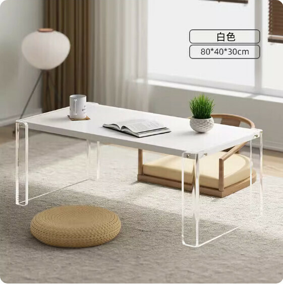 Popular Chinese style bay window solid wood coffee table (white) [size: 80*40*height 30CM]