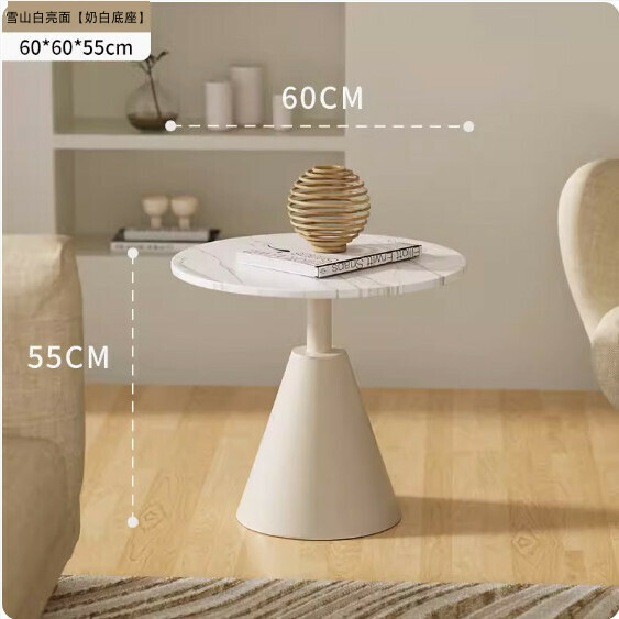 Hot style solid wood simple coffee table for small apartments (snow mountain white glossy surface [milk white base]) [size: 60*60*55cm]