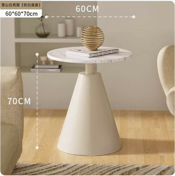 Hot style solid wood simple coffee table for small apartments (snow mountain white glossy surface [milk white base]) [size: 60*60*70cm]