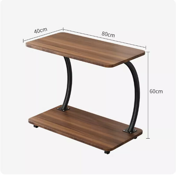新款可移動密度板茶几（C型大號-胡桃色）【尺寸：直徑80*40*60cm】