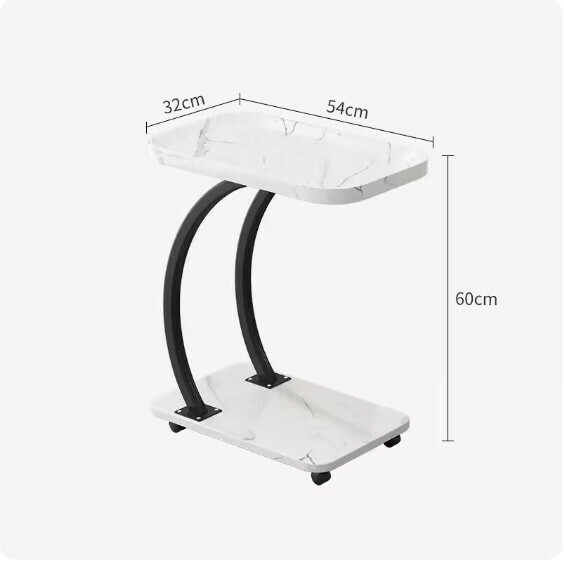 新款可移動密度板茶几（C型小號-白石紋）【尺寸：直徑54*32*60cm】