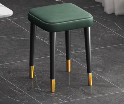 New simple, modern, luxurious and comfortable small square stool (technical cloth dark green/gold-plated feet/latex pad) (size: 30*30*45CM)