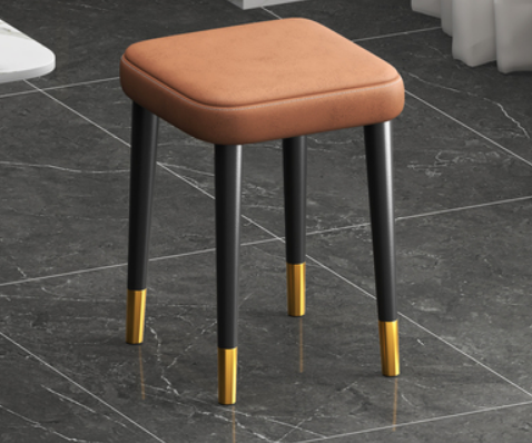 New simple, modern, luxurious and comfortable small square stool (technical cloth orange/gold-plated feet/latex pad) (size: 30*30*45CM)