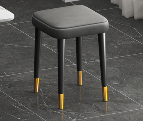 New simple, modern, luxurious and comfortable small square stool (technical cloth dark gray/gold-plated feet/latex pad) (size: 30*30*45CM)