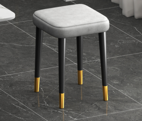 New simple, modern, light, luxurious and comfortable small square stool (technical cloth light gray/gold-plated feet/latex pad) (size: 30*30*45CM)
