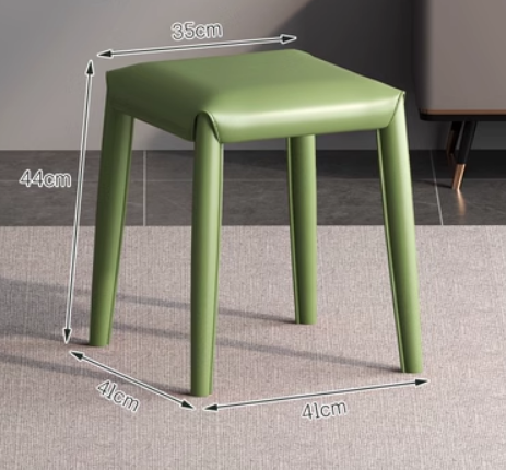 New modern simple saddle leather light luxury small stool (bean green) (size: 41*41*44*35CM)