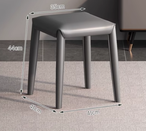 New modern simple saddle leather light luxury small stool (dark gray) (size: 41*41*44*35CM)