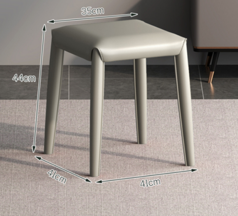 New modern simple saddle leather light luxury small stool (light gray) (size: 41*41*44*35CM)