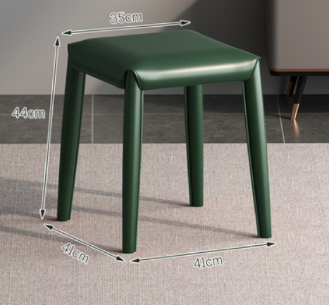 New modern simple saddle leather light luxury small stool (dark green) (size: 41*41*44*35CM)