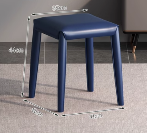 New modern simple saddle leather light luxury small stool (royal blue) (size: 41*41*44*35CM)