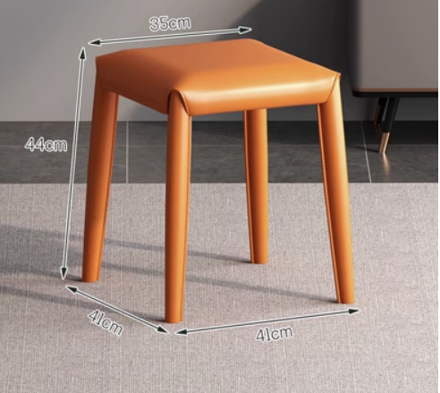 New modern simple saddle leather light luxury small stool (orange) (size: 41*41*44*35CM)