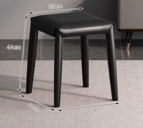 New modern simple saddle leather light luxury small stool (black) (size: 41*41*44*35CM)