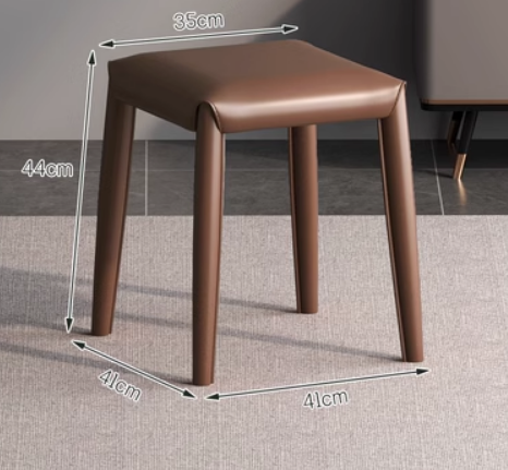 New modern simple saddle leather light luxury small stool (dark coffee color) (size: 41*41*44*35CM)