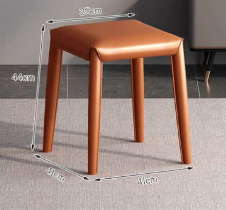 New modern simple saddle leather light luxury small stool (dark orange) (size: 41*41*44*35CM)