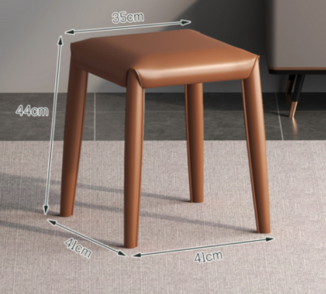New modern simple saddle leather light luxury small stool (light brown) (size: 41*41*44*35CM)