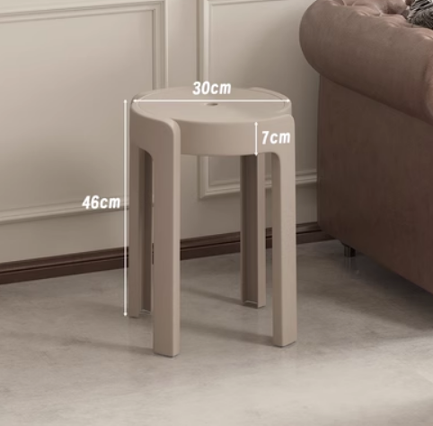 New household easy-to-storage thickened plastic cyclone stacking stool (khaki color * high-strength PP material) (size: 30*46*7CM)