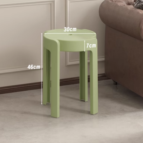 New household easy-to-storage thickened plastic cyclone stacking stool (light green * high-strength PP material) (size: 30*46*7CM)