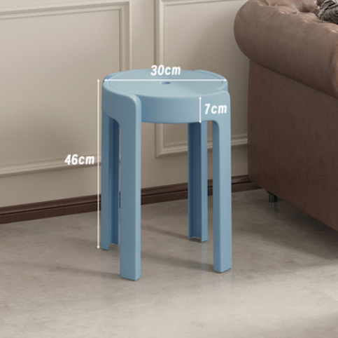 New household easy-to-storage thickened plastic cyclone stacking stool (light blue * high-strength PP material) (size: 30*46*7CM)