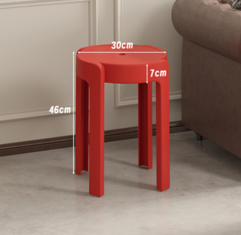 New household easy-to-storage thickened plastic cyclone stacking stool (red * high-strength PP material) (size: 30*46*7CM)