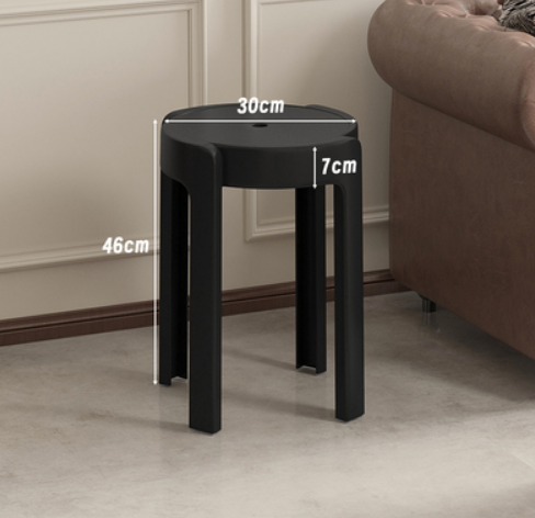 New household easy-to-storage thickened plastic cyclone stacking stool (black*high-strength PP material) (size: 30*46*7CM)