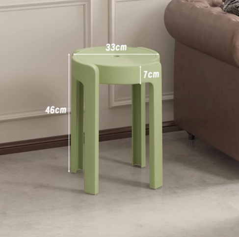New household easy-to-storage thickened plastic cyclone stacking stool (light green * high-strength PP material) (size: 33*46*7CM)