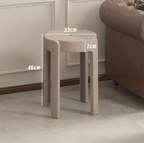 New household easy-to-storage thickened plastic cyclone stacking stool (khaki color * high-strength PP material) (size: 33*46*7CM)