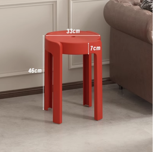 New household easy-to-storage thickened plastic cyclone stacking stool (red * high-strength PP material) (size: 33*46*7CM)