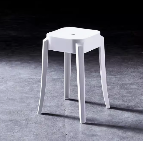 新款簡約加厚方形塑料凳子(白色)(尺寸:26*26*46*31CM)
