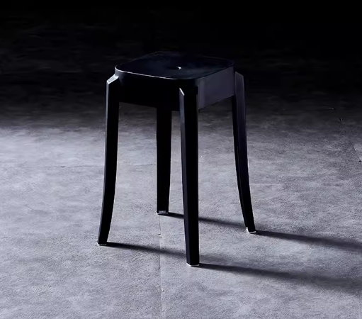 新款簡約加厚方形塑料凳子(黑色)(尺寸:26*26*46*31CM)