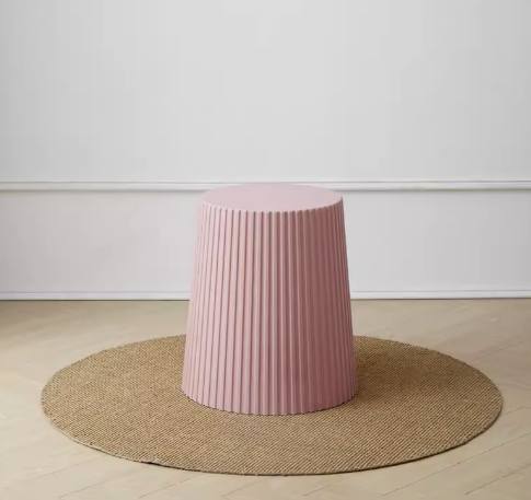 新款加厚可疊放塑料圓凳(北歐粉)(尺寸:39*31*45CM)