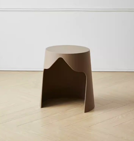 新款加厚可疊放塑料圓凳(米棕色)(尺寸:39*31*45CM)