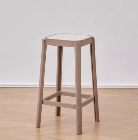 新款簡約塑料仿籐編高腳凳(棕+白芯)(尺寸:坐寬30CM,坐高65CM)