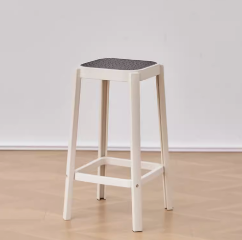 新款簡約塑料仿籐編高腳凳(白+灰芯)(尺寸:坐寬30CM,坐高65CM)