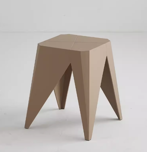 新款簡約加厚四方塑料凳子(駝色)(尺寸:38*44.5*30CM)