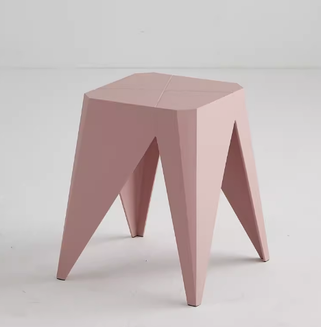 新款簡約加厚四方塑料凳子(粉色)(尺寸:38*44.5*30CM)
