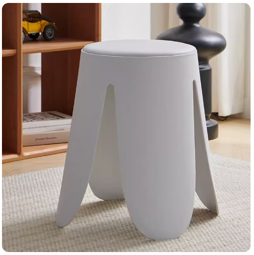 新款簡約加厚時尚塑料圓凳(白色)(尺寸:45*30*35*38CM)