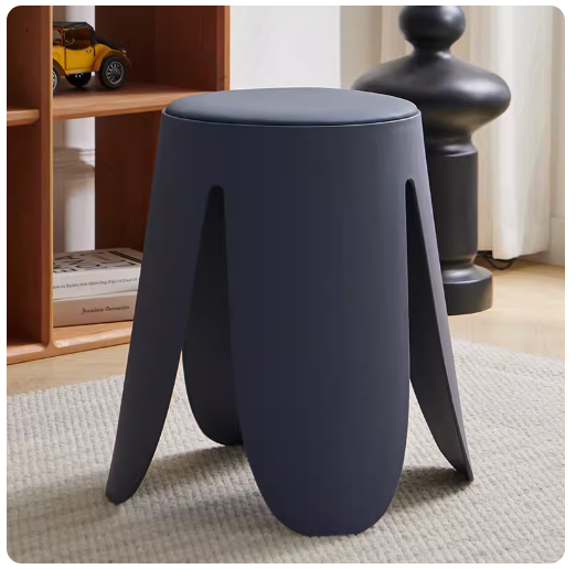 新款簡約加厚時尚塑料圓凳(黛藍色)(尺寸:45*30*35*38CM)