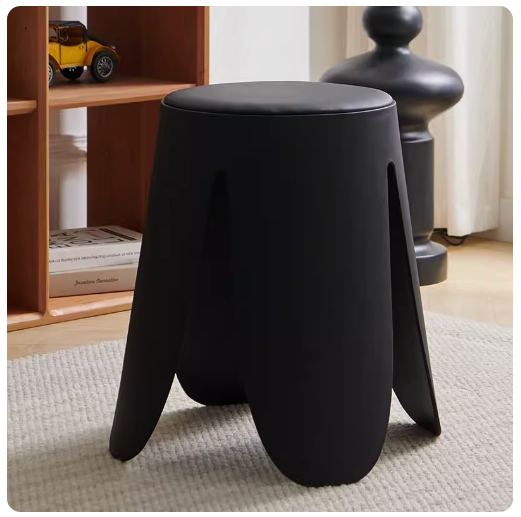 新款簡約加厚時尚塑料圓凳(黑色)(尺寸:45*30*35*38CM)