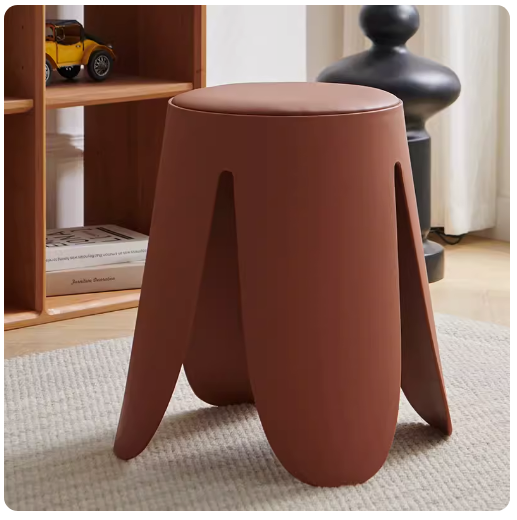 新款簡約加厚時尚塑料圓凳(沉紅色)(尺寸:45*30*35*38CM)