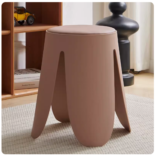 新款簡約加厚時尚塑料圓凳(北歐粉)(尺寸:45*30*35*38CM)