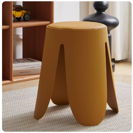 新款簡約加厚時尚塑料圓凳(蜜蠟黃)(尺寸:45*30*35*38CM)
