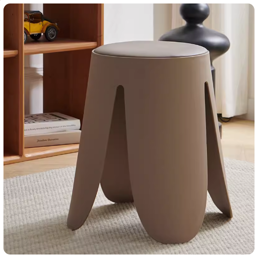 新款簡約加厚時尚塑料圓凳(小麥色)(尺寸:45*30*35*38CM)