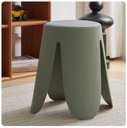 新款簡約加厚時尚塑料圓凳(竹草綠)(尺寸:45*30*35*38CM)
