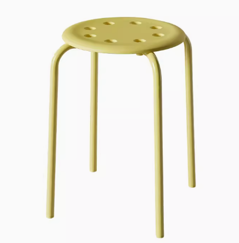熱賣簡約塑料八孔圓凳(黃色)(尺寸:44*31*30*30CM)