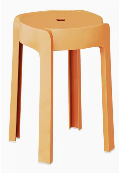 熱賣家用加厚塑料風車圓凳(橘黃色)(尺寸:高46CM,坐寬30CM)